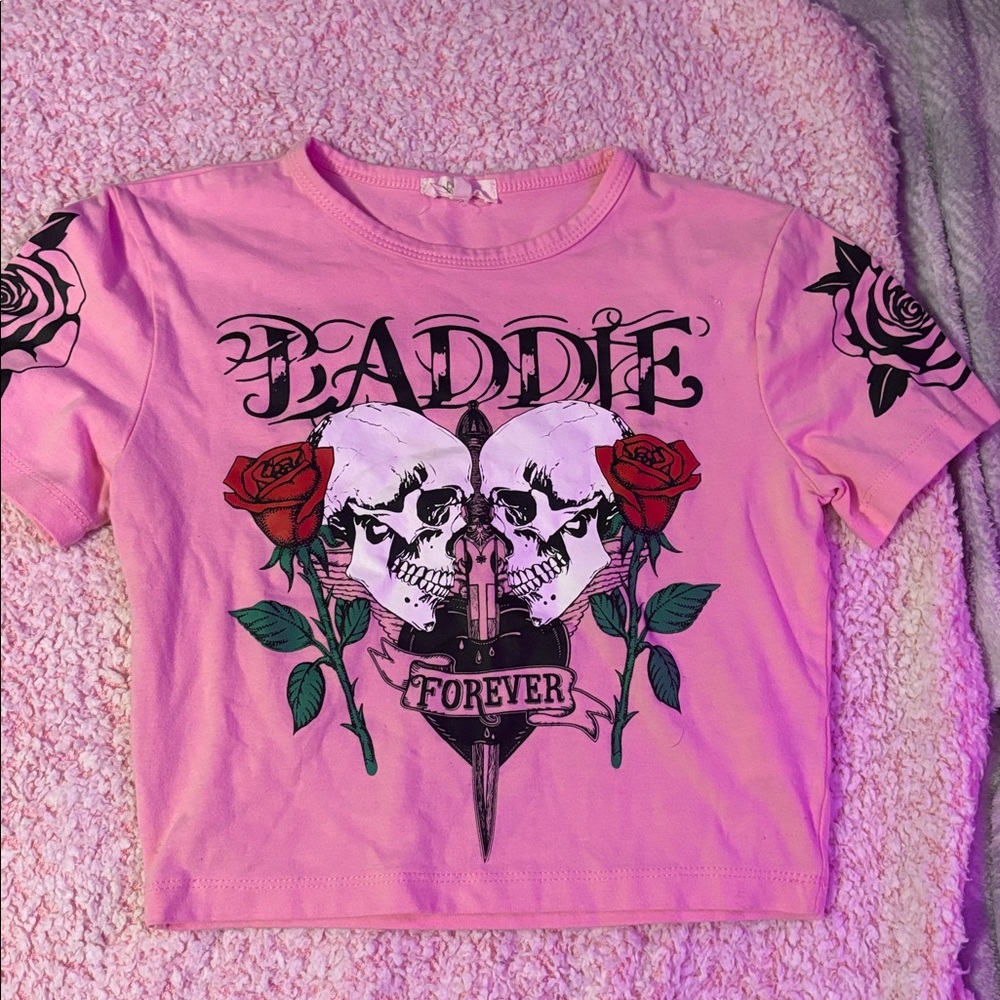 Pink Graphic Crop Top